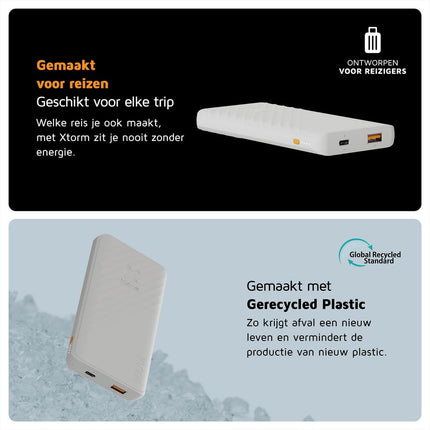 Xtorm 15W Go2 FastCharge Powerbank 10.000 mAh - Ash White - XG2100U