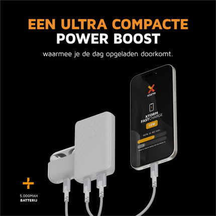 Xtorm 12W Go2 FastCharge Powerbank 5.000 mAh - Ash White - XG2050