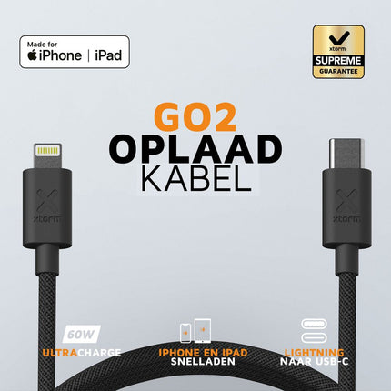 Xtorm Go2 USB-C to Lightning Cable Black - 1m - CXG2031