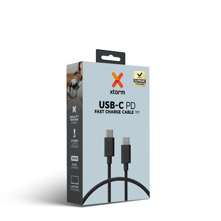 Xtorm Go2 Evolution USB-C PD Cable 100W - Black - 1m - CXG2071