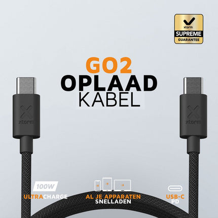Xtorm Go2 Evolution USB-C PD Cable 100W - Black - 1m - CXG2071