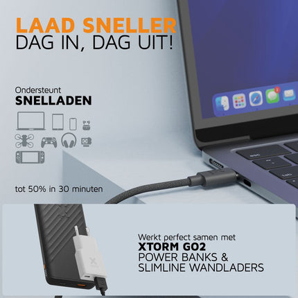 Xtorm Go2 Evolution USB-C PD Cable 100W - Black - 1m - CXG2071