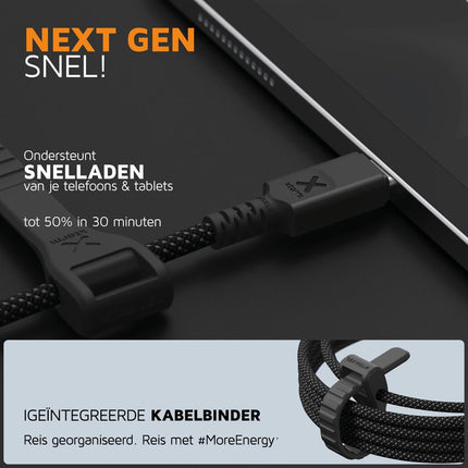 Xtorm Next Gen USB to USB-C Cable Black - 1.5m - CX3051