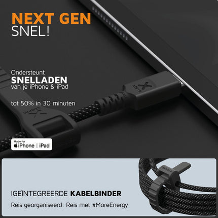 Xtorm Next Gen USB-C to Lightning Cable Black - 1.5m - CX3031