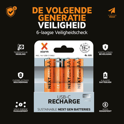 Xtorm NextGen AA Batteries USB-C Rechargeable - 4 Pack