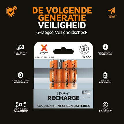 Xtorm NextGen AAA Batteries USB-C Rechargeable - 4 Pack