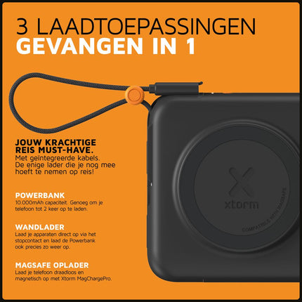 Xtorm TravelPro 30W 3in1 Travel Charger 10.000 mAh + USB-C Cable - (EU/US/UK Plug) - XTPP101