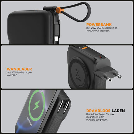 Xtorm TravelPro 30W 3in1 Travel Charger 10.000 mAh + USB-C Cable - (EU/US/UK Plug) - XTPP101