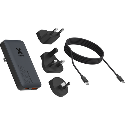 Xtorm 65W GaN3 Ultra Fast Travel Charger + Cable + Essentials Bag - (EU/US/UK Plug) - XA031