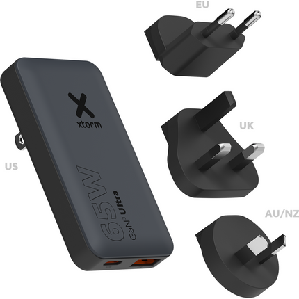 Xtorm 65W GaN3 Ultra Fast Travel Charger + Cable + Essentials Bag - (EU/US/UK Plug) - XA031