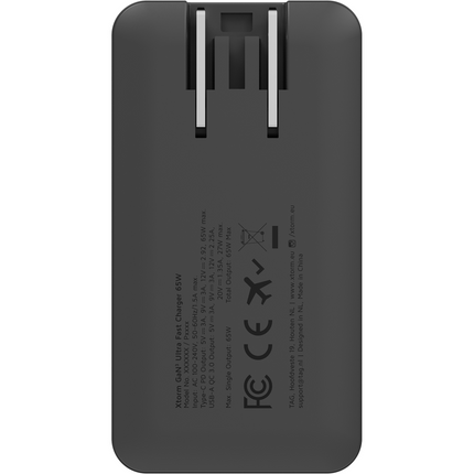 Xtorm 65W GaN3 Ultra Fast Travel Charger + Cable + Essentials Bag - (EU/US/UK Plug) - XA031