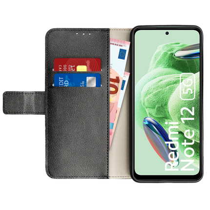 Xiaomi Redmi Note 12 5G Classic Wallet Case - Black - Casebump