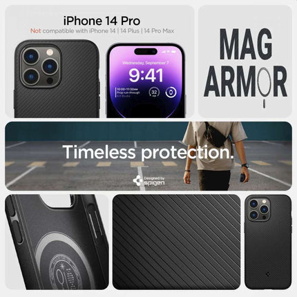 Spigen Apple iPhone 14 Pro Mag Armor Case (Black) Magfit ACS04989 - Casebump