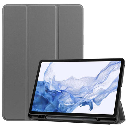 Samsung Galaxy Tab S8 Smart Tri-Fold Case With Pen Slot (Grey) - Casebump