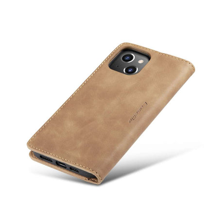 CASEME iPhone 14 Retro Wallet Case - Brown - Casebump