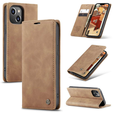 CASEME iPhone 14 Plus Retro Wallet Case - Brown - Casebump