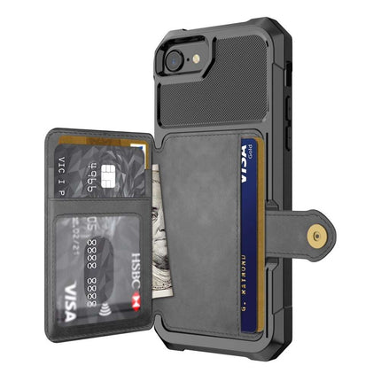 Magnetic Card Holder Hybrid Case Apple iPhone SE 2020/2022 - Black - Casebump