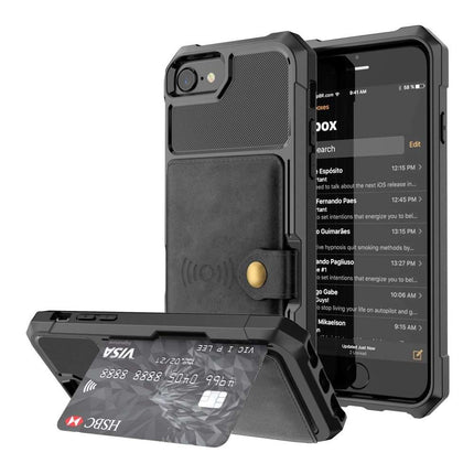 Magnetic Card Holder Hybrid Case Apple iPhone SE 2020/2022 - Black - Casebump