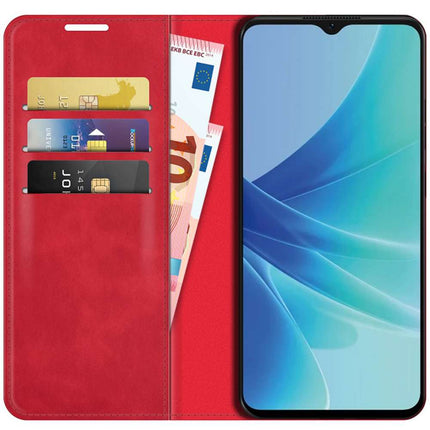 Oppo A57 Wallet Case Magnetic - Red - Casebump