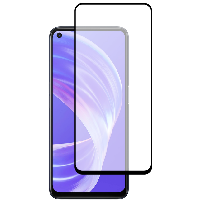 Full Cover Screenprotector Oppo A73 5G Tempered Glass - black - Casebump